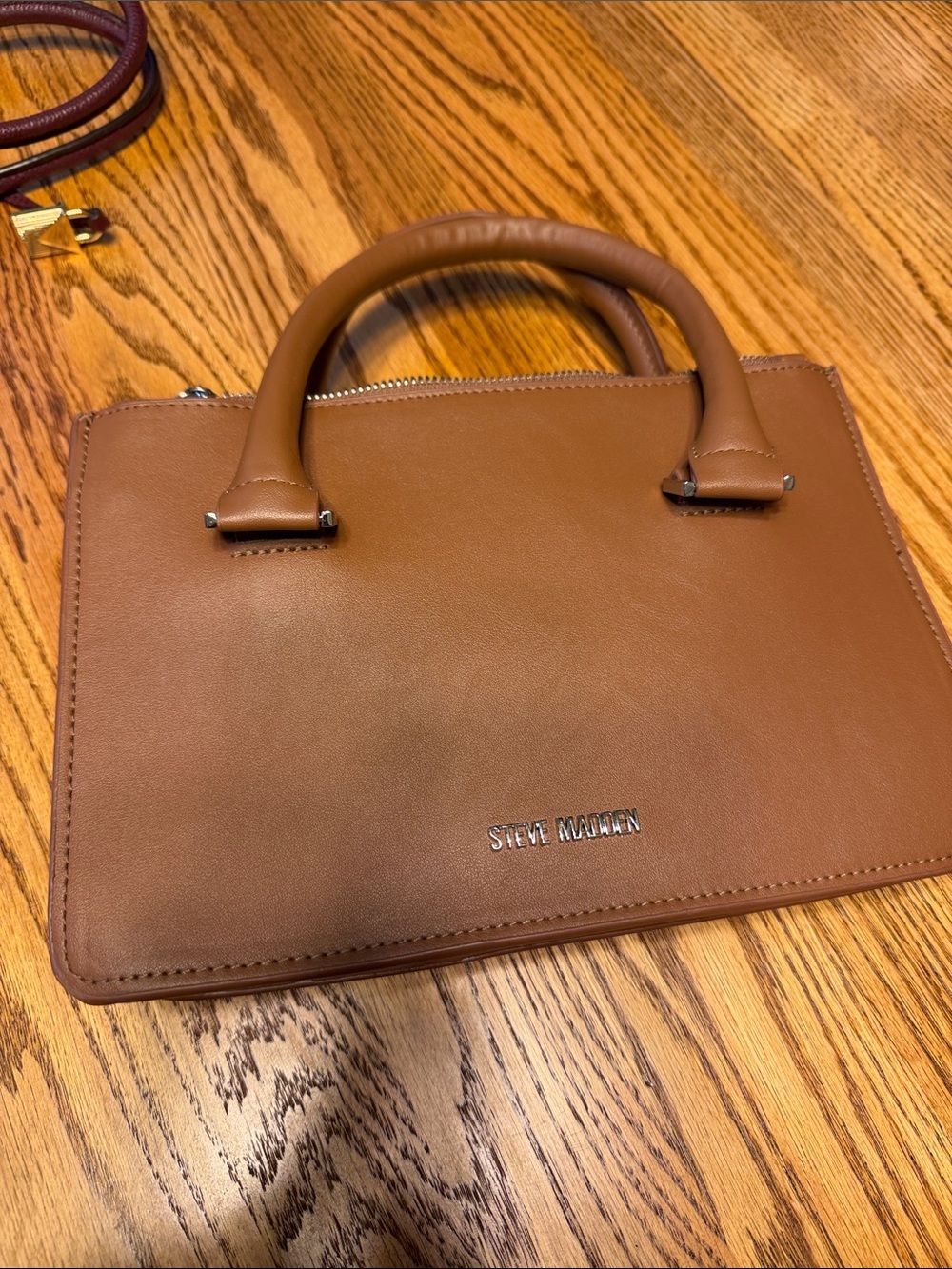 Steve Madden Cognac Leather Mini Satchel